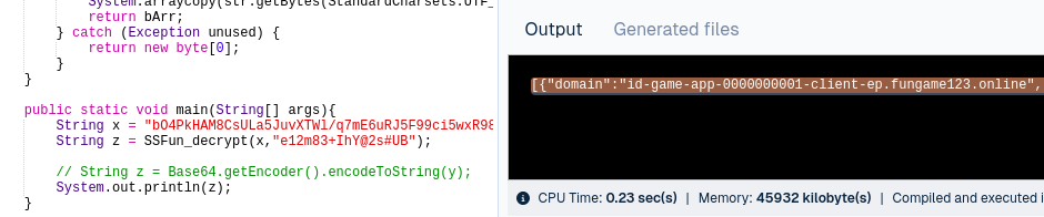 the decrypted result